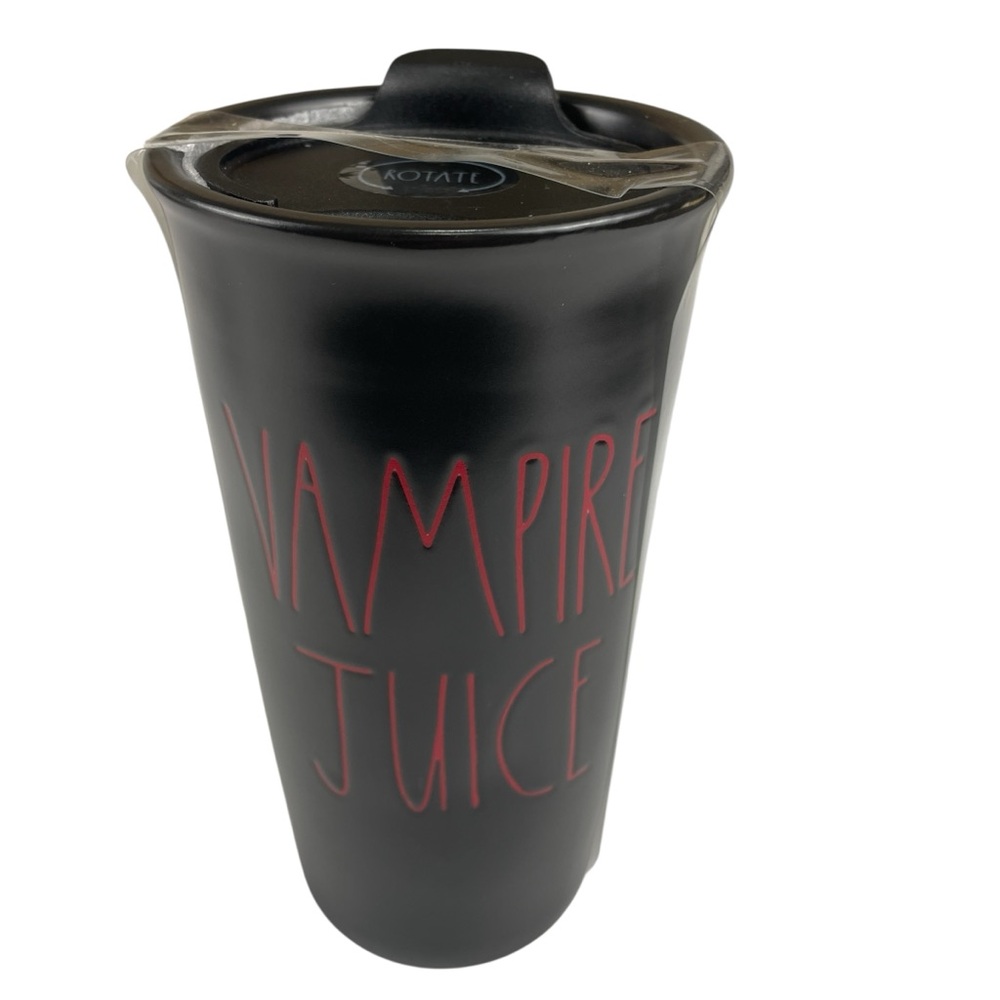 Rae Dunn VAMPIRE JUICE Halloween Ceramic Travel Tumbler Mug NWT